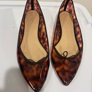 J. Crew Tortoiseshell Pointed Ballet Flats in Brown and Tan